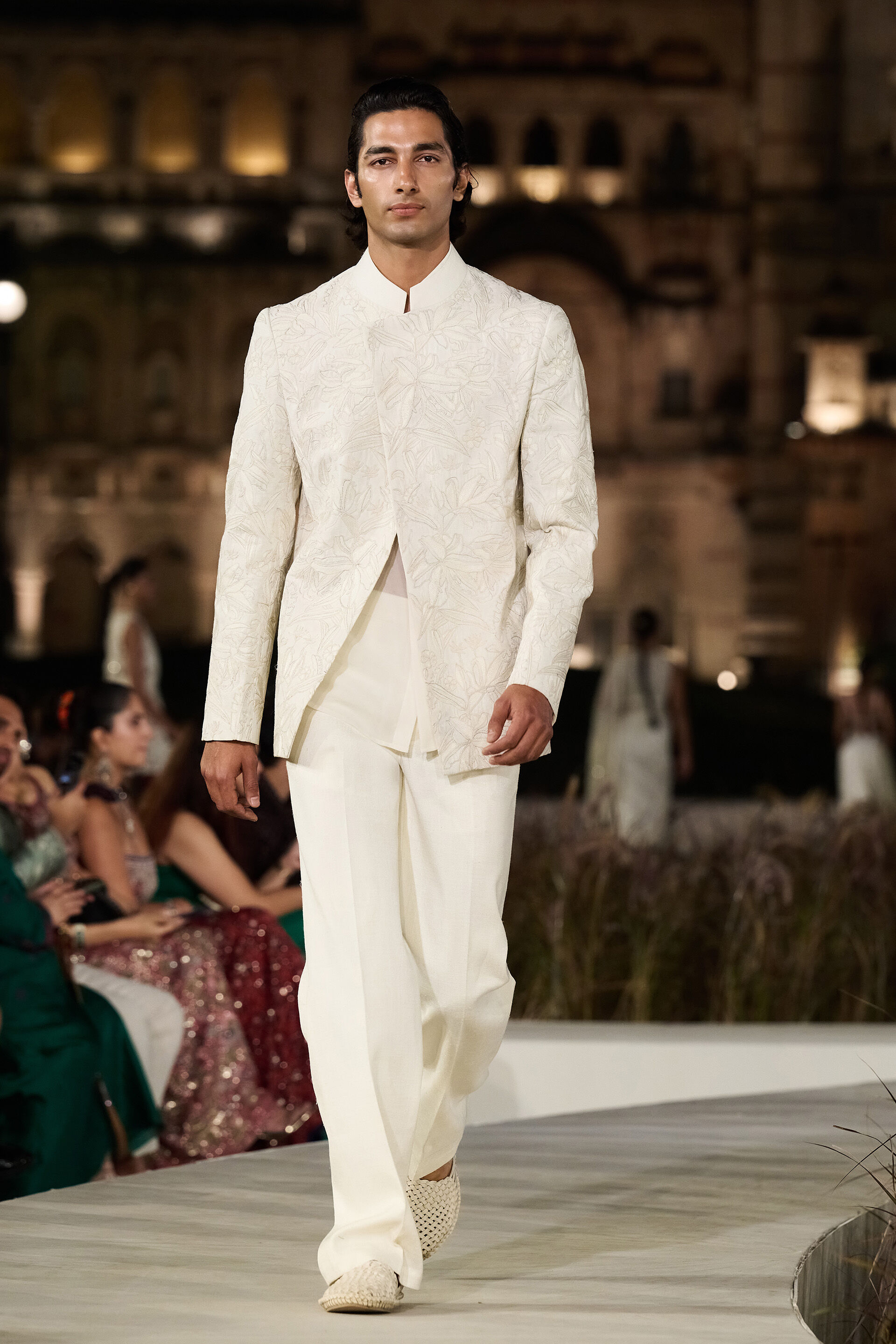 Idril Embroidered Cord Jacket Set - Off White